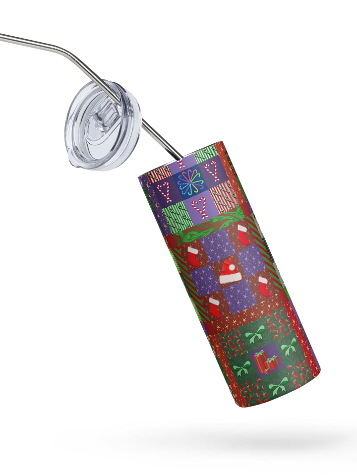 Christmas Memories Patchwork Stainless Steel Tumbler with Straw product image (2)