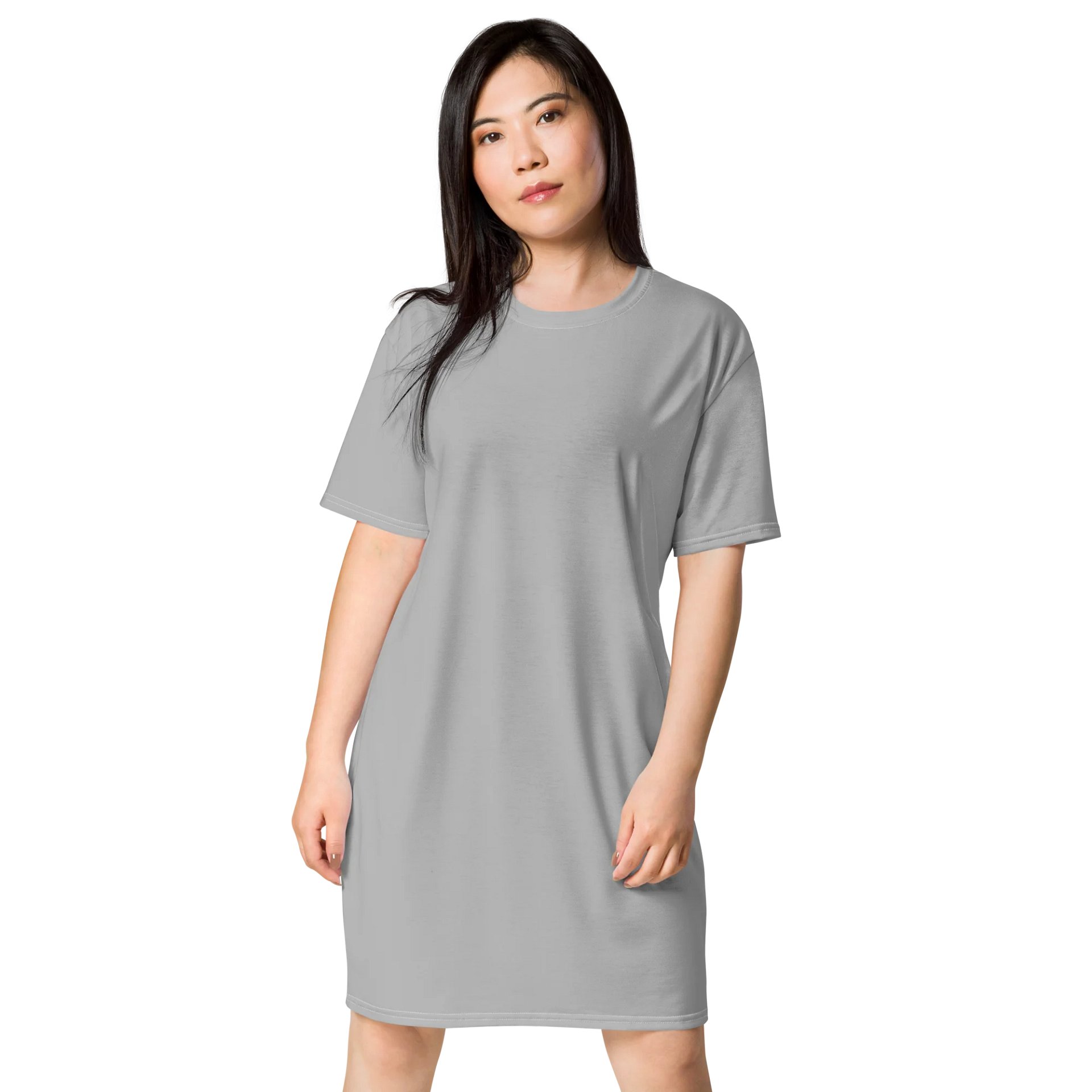 Silver Oversized T-Shirt Dress | Stretchy Fabric | Casual or Formal Style | Sizes 2XS-6XL | Exclusive Design product image (1)