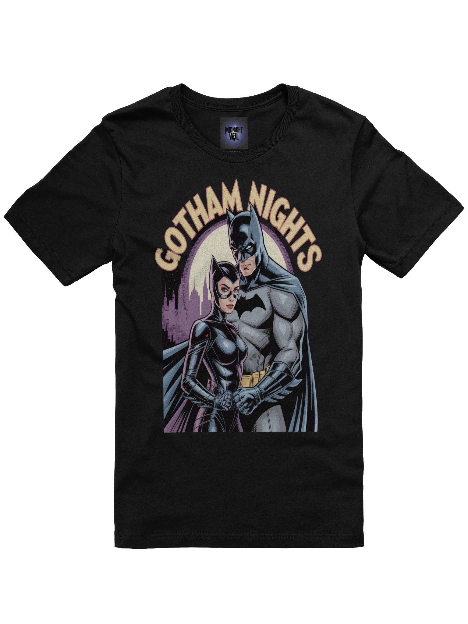 Moonlit Masquerade: Batman & Catwoman Gotham Nights T-Shirt product image (3)