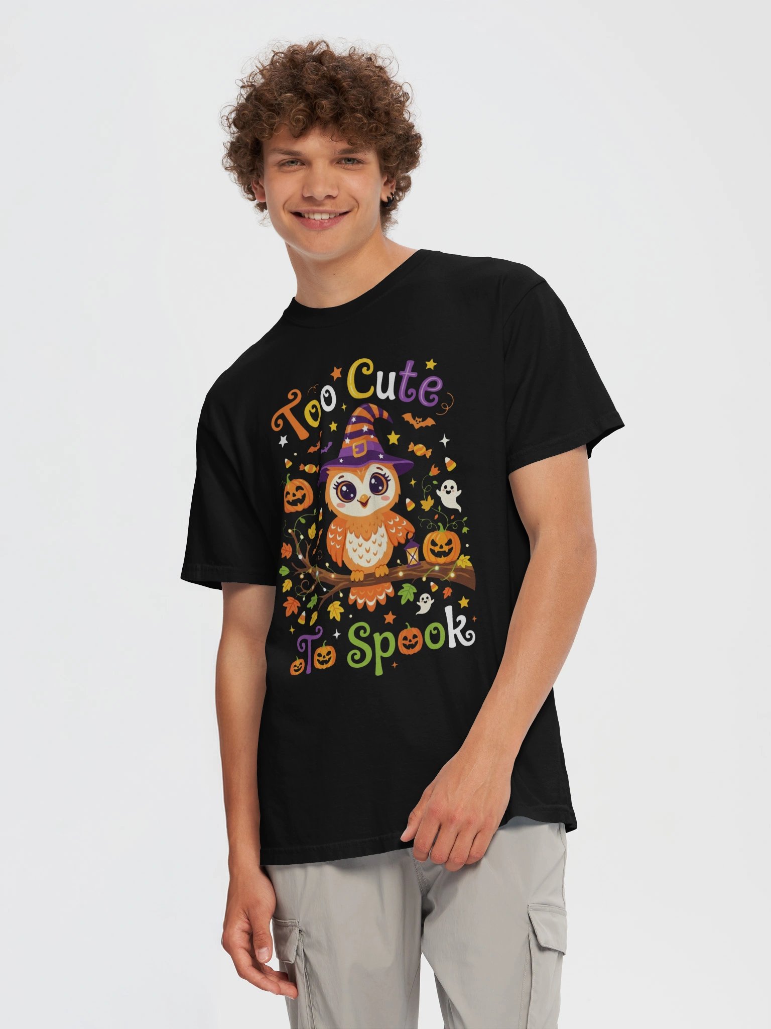 Too Cute To Spook Owl Halloween Shirt - Cute Witch Owl T-Shirt for Kids & Adults product image (42)