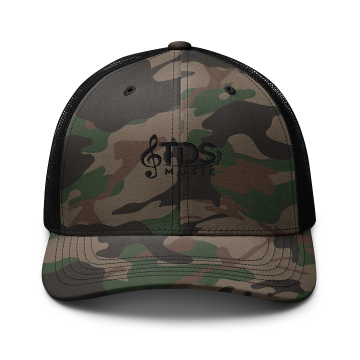 Camouflage Trucker Hat with TDS Music Design - Perfect for Music Festivals and Outdoors product image (1)