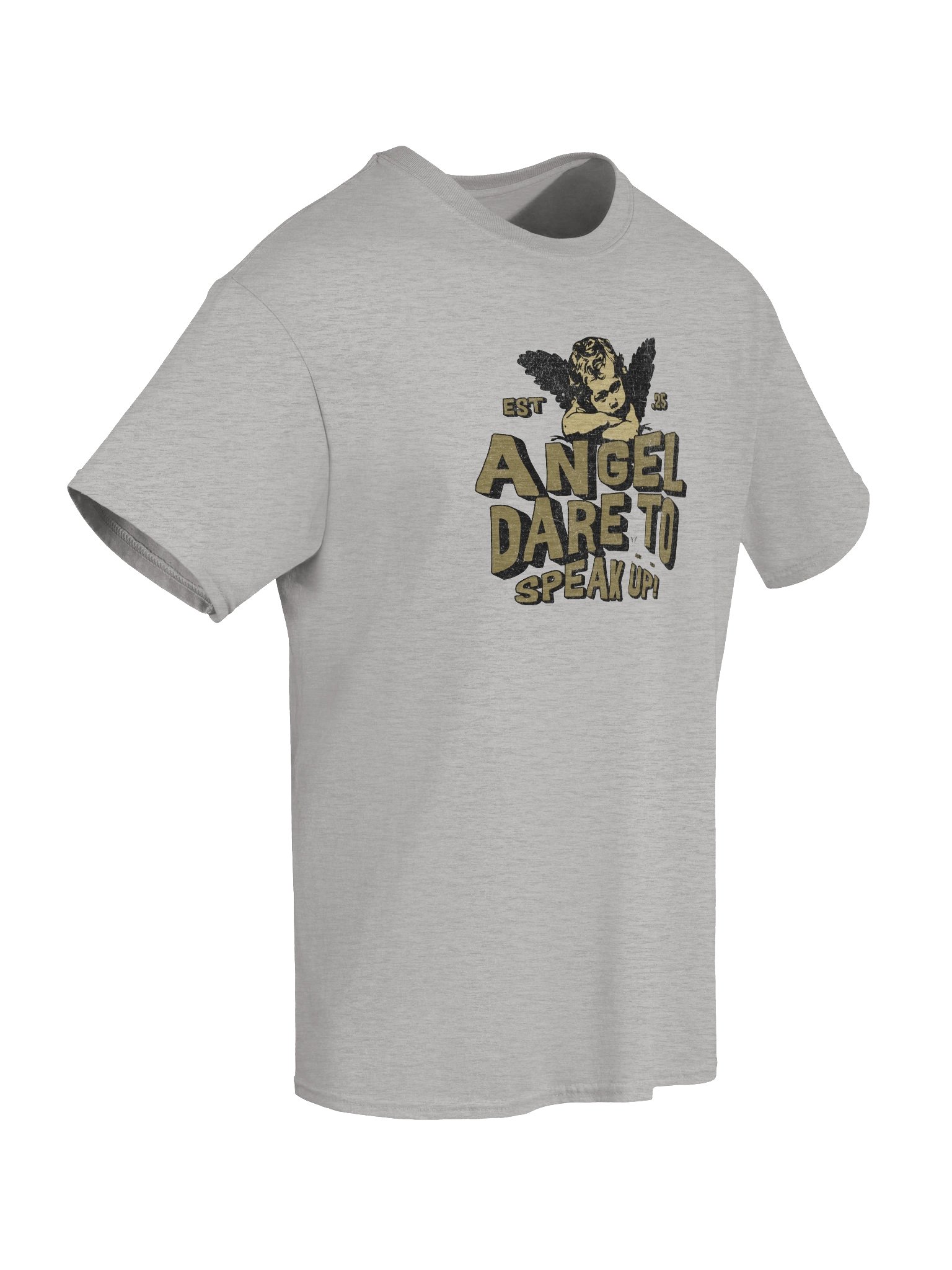 ANGEL Dare to Speak Up Vintage Collection Gildan Unisex T-shirt_EQALL® Billog Campaign_100% Cotton_Khaki / Black product image (8)