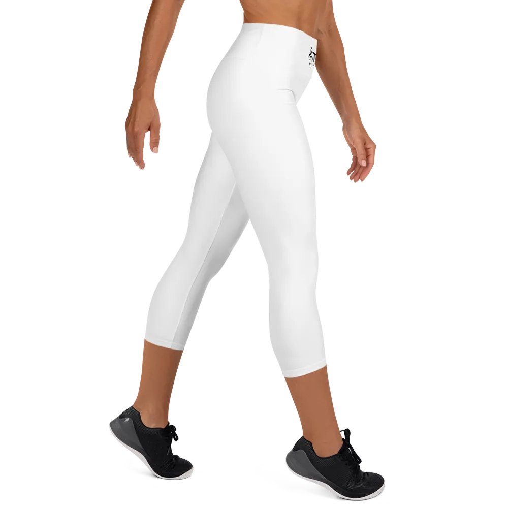 TDS Music Women's High-Waisted White Yoga Capri Leggings product image (5)