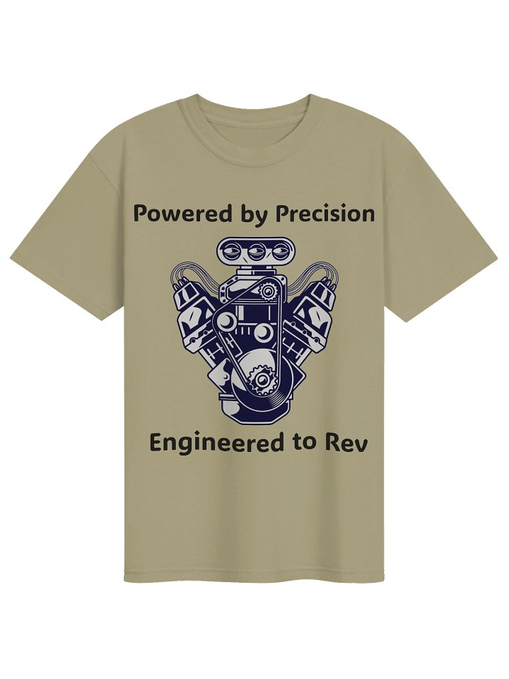 Powered by Precision Engineered to Rev T-Shirt | Car Engine Graphic Tee for Vehicle Guys & Mechanics product image (1)