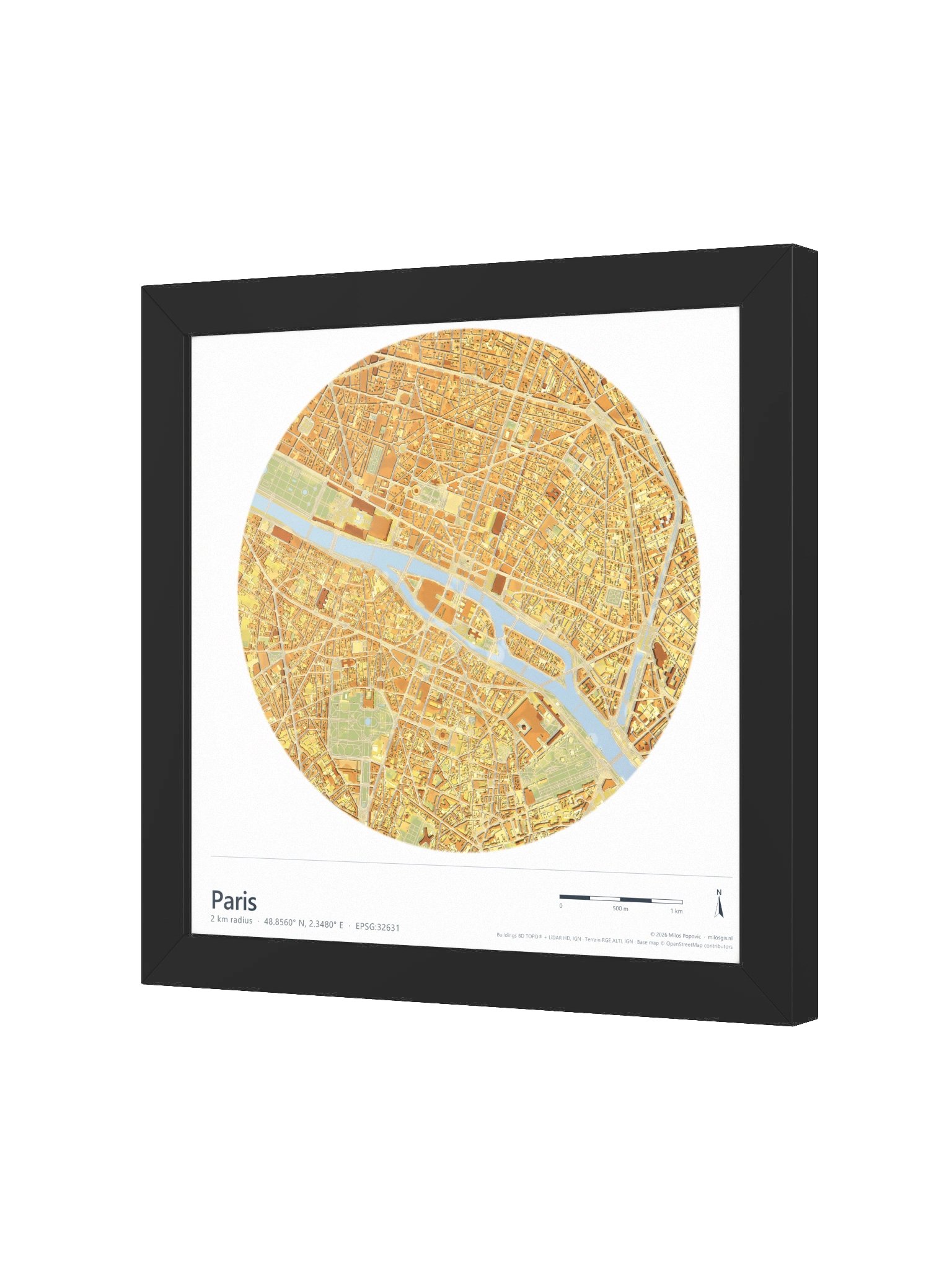 Paris: Path-Traced 3D City Map · Framed Matte Poster product image (12)