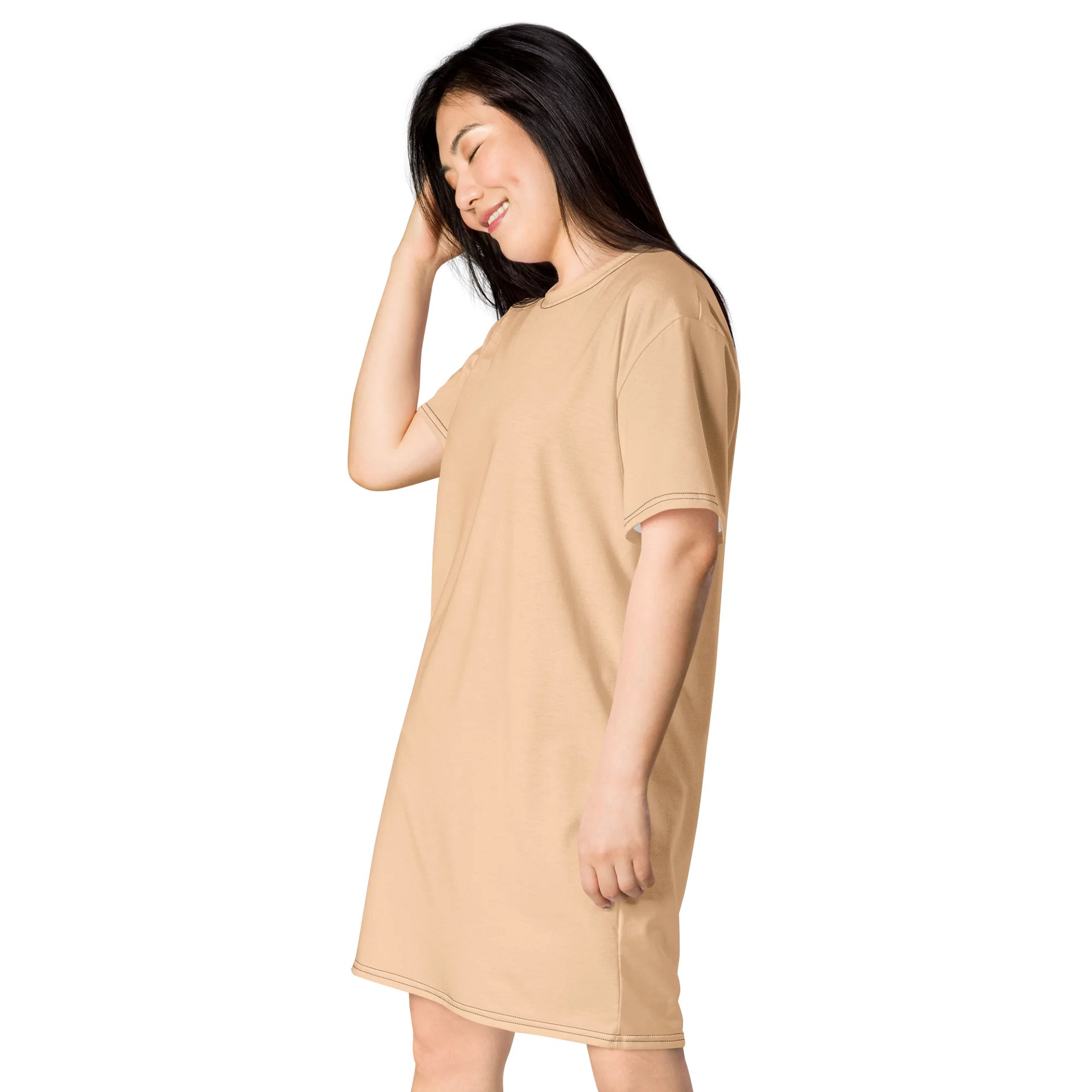 Champagne Oversized T-Shirt Dress | Stretchy Fabric | Casual or Formal Style | Sizes 2XS-6XL | Exclusive Design product image (3)