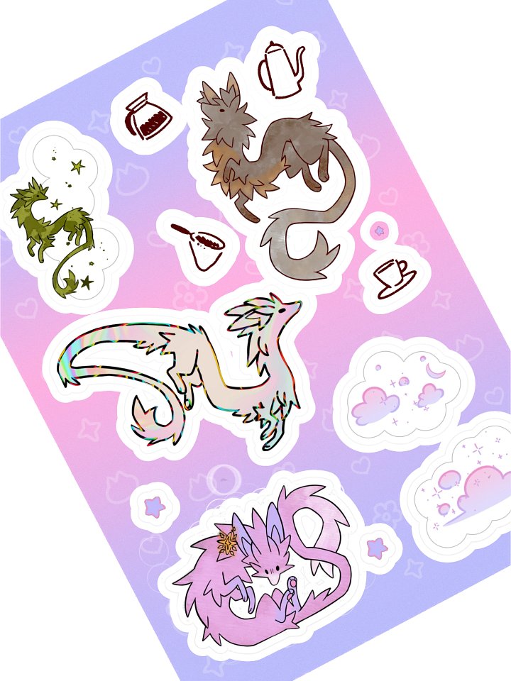 fluffy dragon f0xes sticker sheet product image (1)