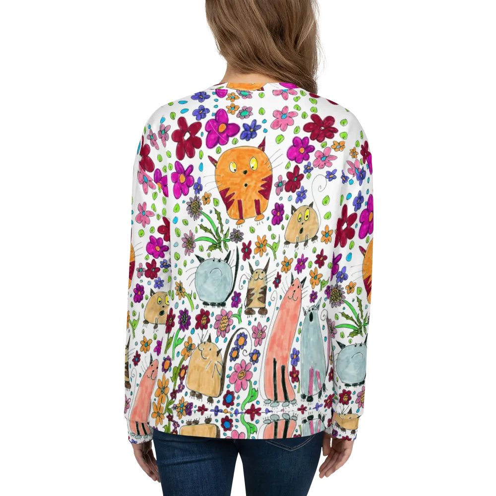 Abstract Floral Doodle Art Cats Unisex Sweatshirt product image (10)