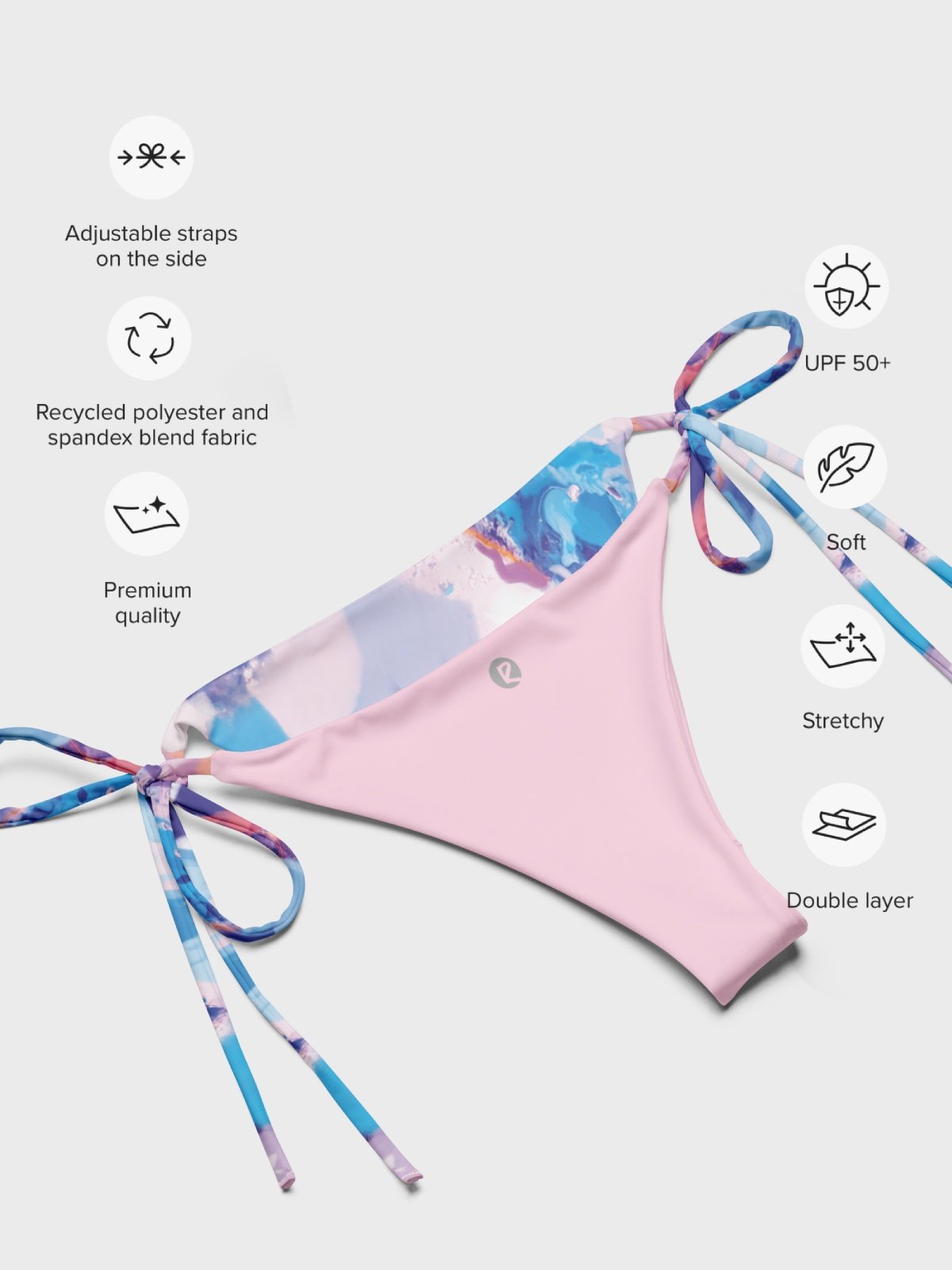 Triangle Bikini Bottom "Marble Effect Pastel Blue Purple Dreamy Waves" product image (6)