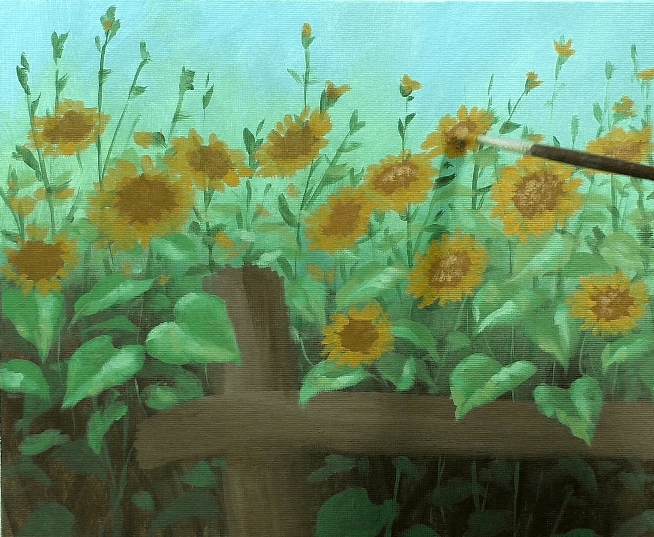 DOWNLOADABLE Acrylic Painting Tutorial - Sunflowers in the Fence product image (7)