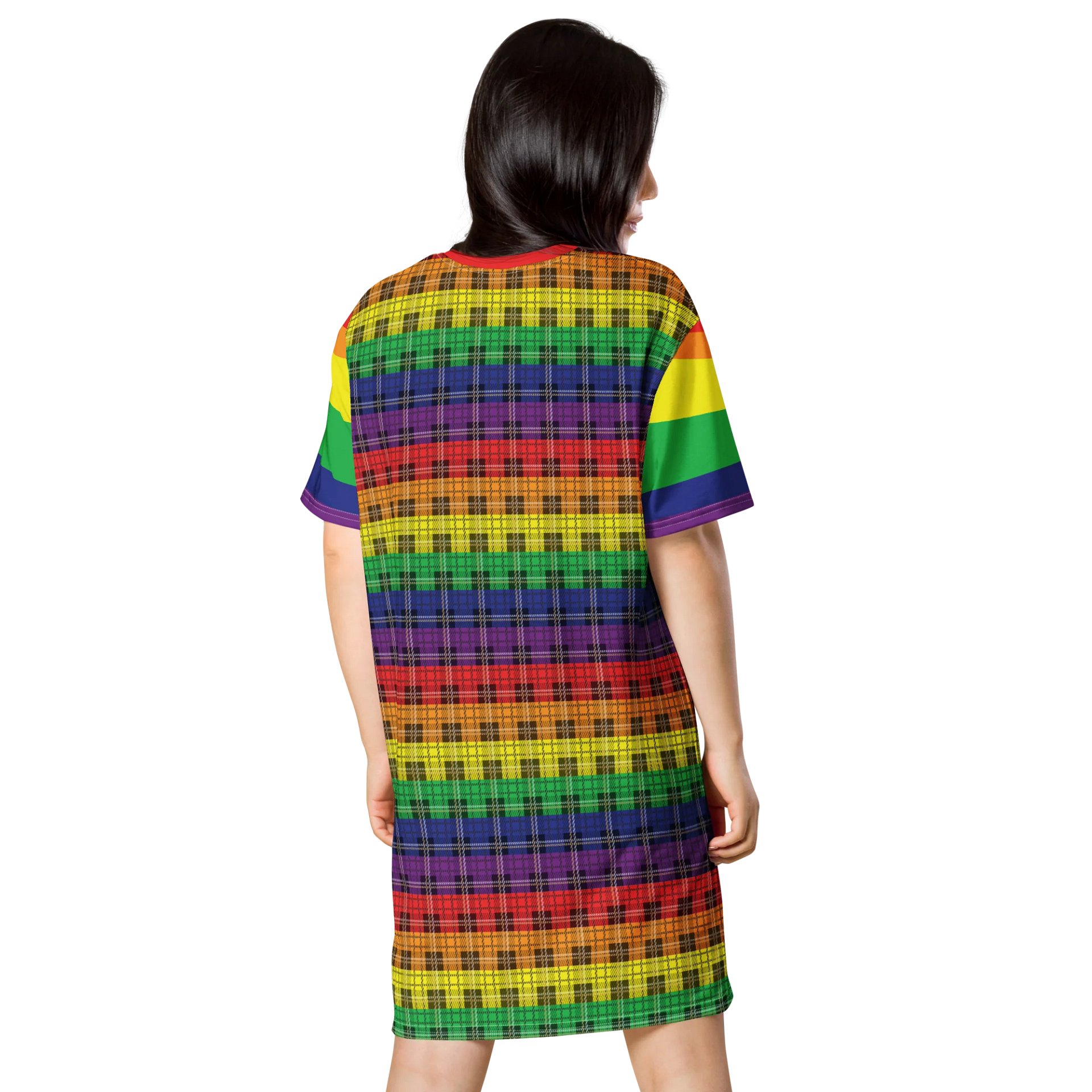 Rainbow Pride Plaid T-shirt Dress product image (2)