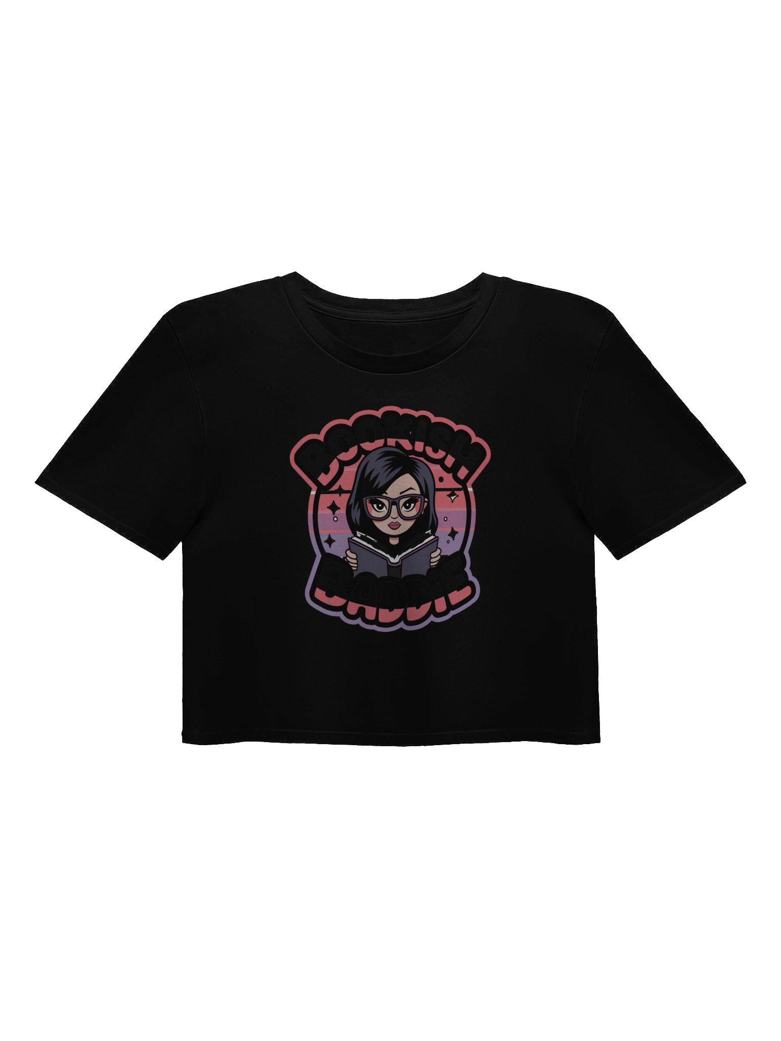 Bookish Baddie Illustrated Crop Top - Black product image (1)