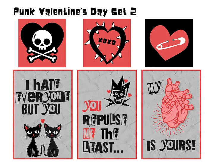 Punk VDay Cards Set 2 Printable product image (1)