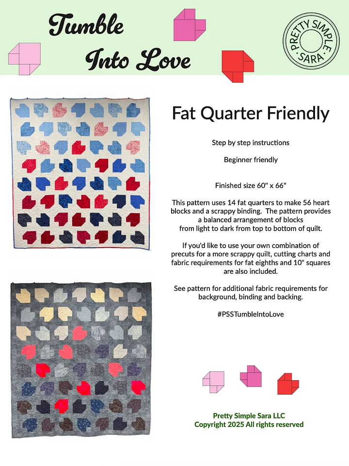 Tumble Into Love Throw Quilt Pattern product image (1)