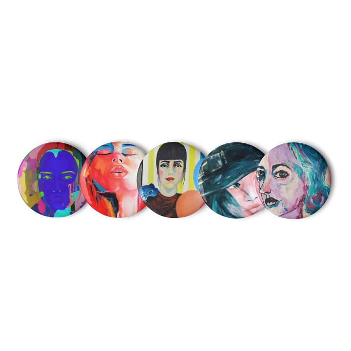 Funky Faces Pin Buttons Set product image (1)