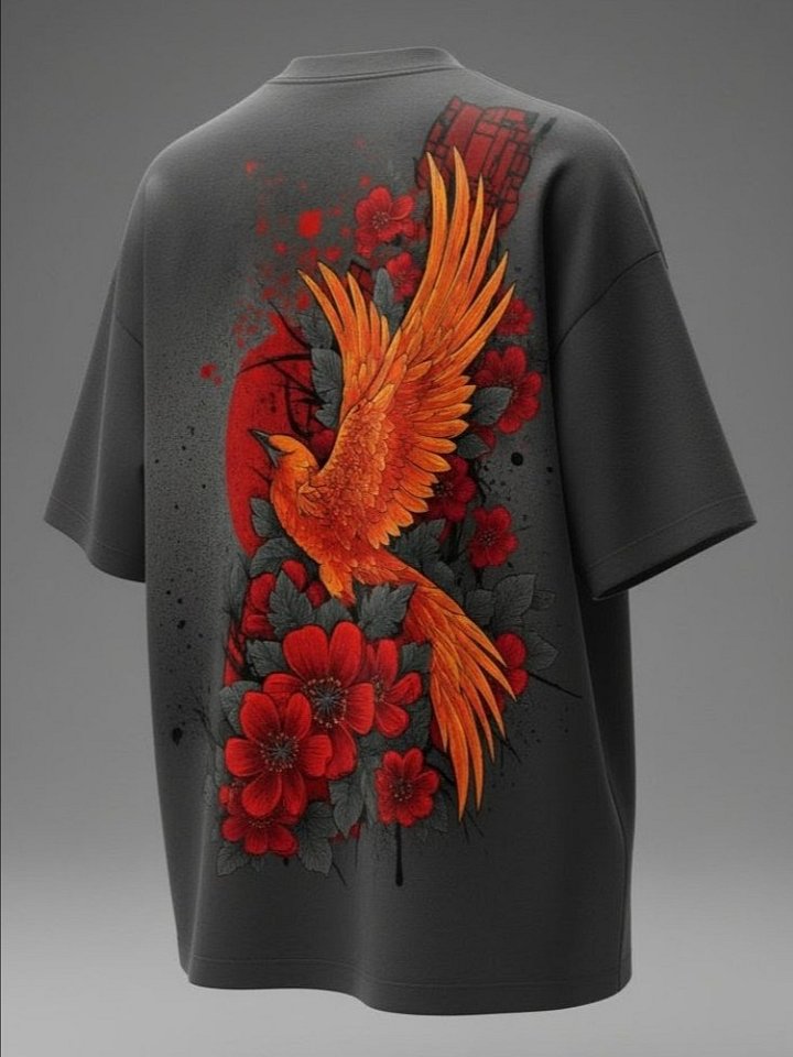 Crimson Phoenix Rising Power Oversized T-Shirt | Streetwear India | Getalphasquad product image (1)