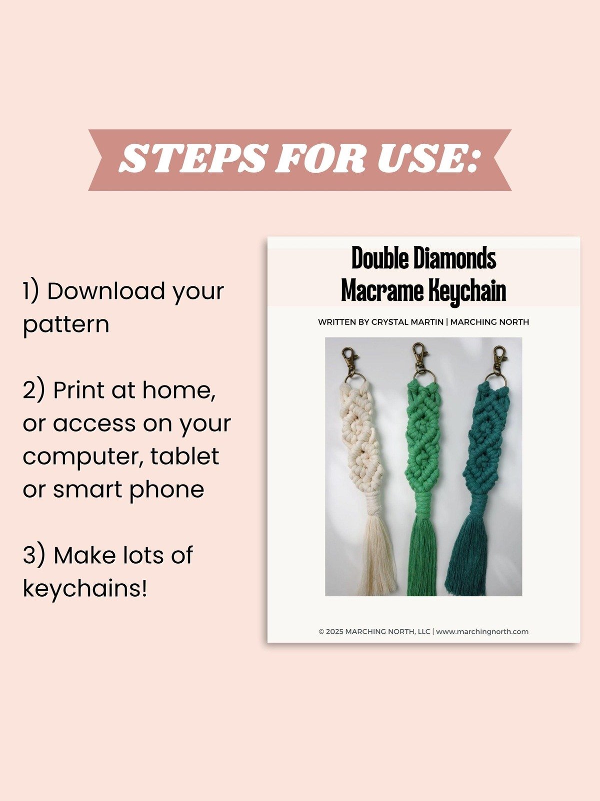 Double Diamond Macrame Keychain (Digital PDF Pattern) product image (4)