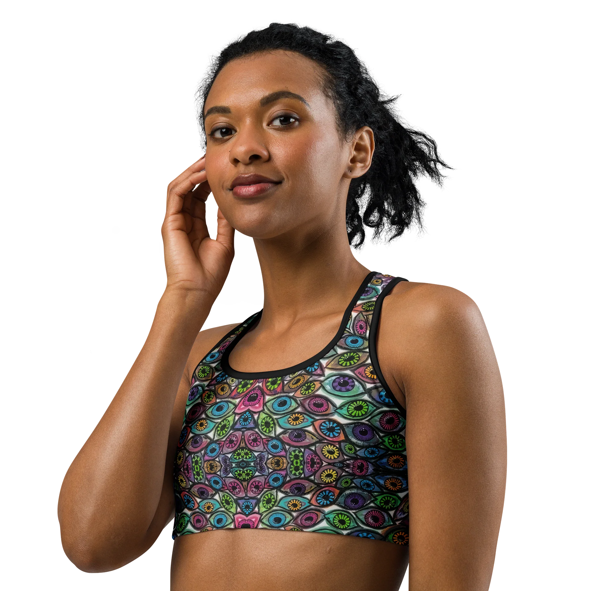 Psychedelic Eyes All Over Print Sports Bra | Eye See You Too product image (2)