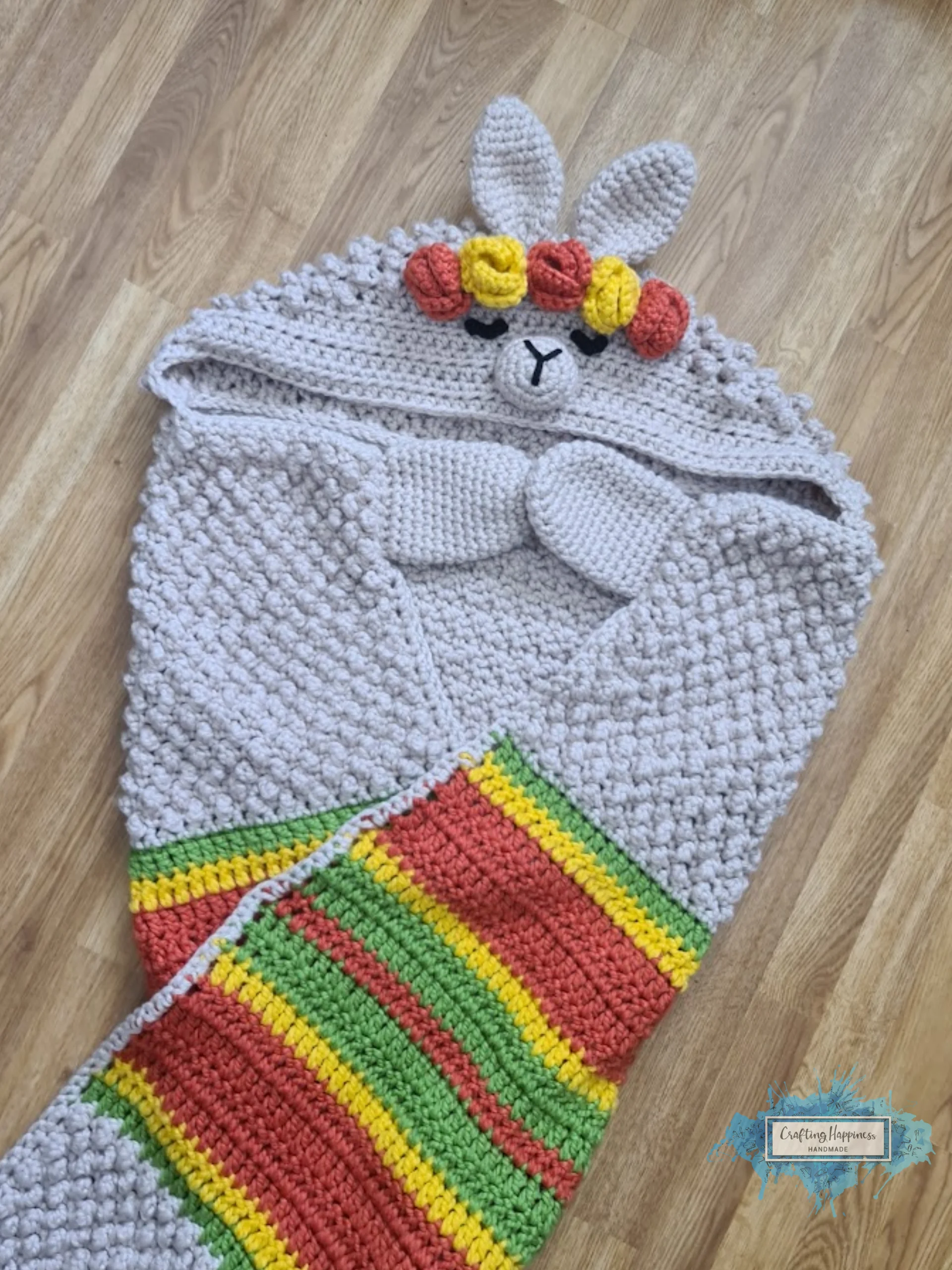 Llama Hooded Blanket Crochet Pattern | Wearable Alpaca Afghan (PDF) product image (3)