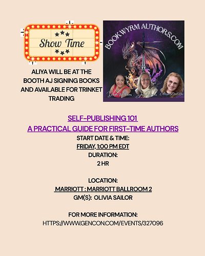 Aliya DalRae will be at BOOTH #AJ signing books and available for #trinkettrading while @danniwilliamsauthor and @jorireevesa...