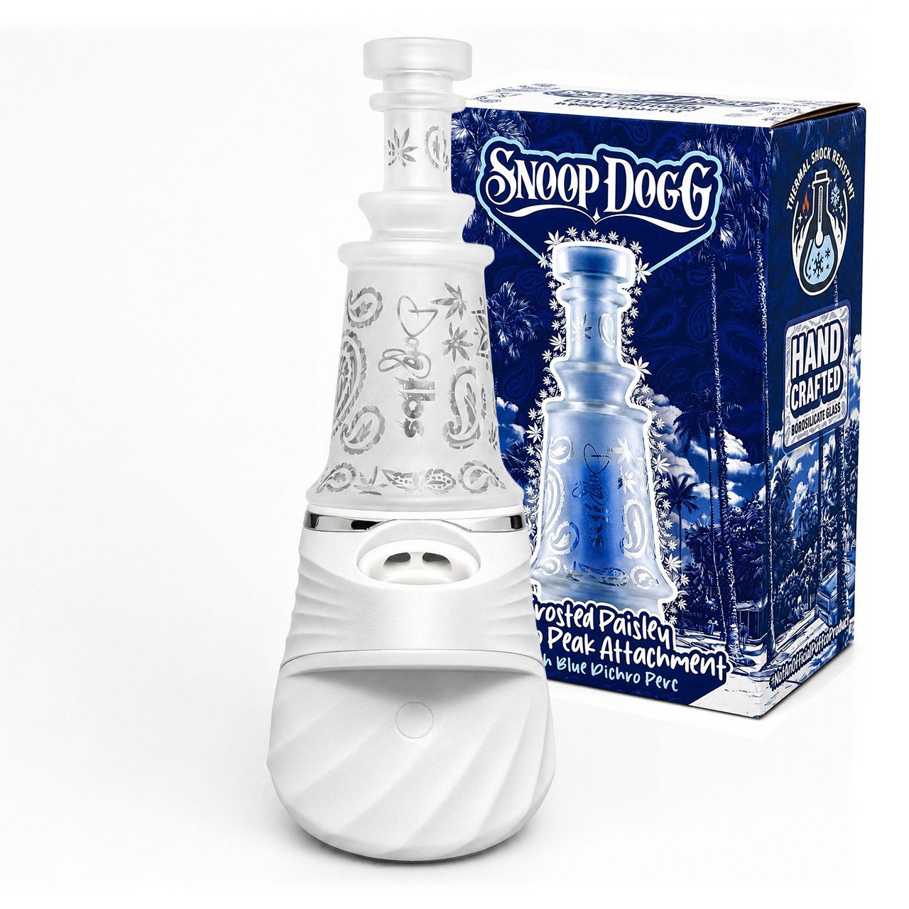 Snoop Dogg - Puffco Peak Compatible Topper - Sand Blasted Paisley Blue Dichro Perc product image (1)