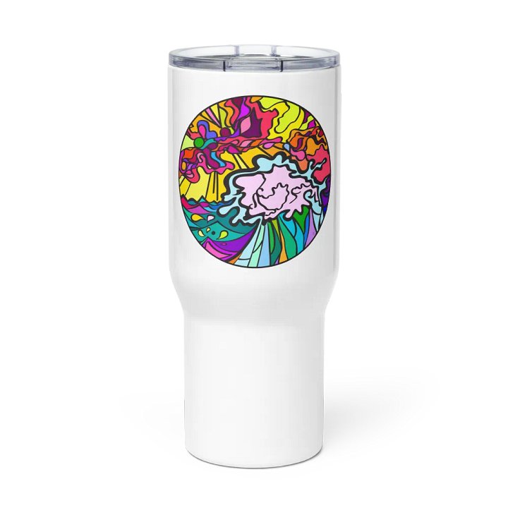 Energize On-the-Go: Vibrant Swirl Travel Mug – Wave at Sunset product image (1)