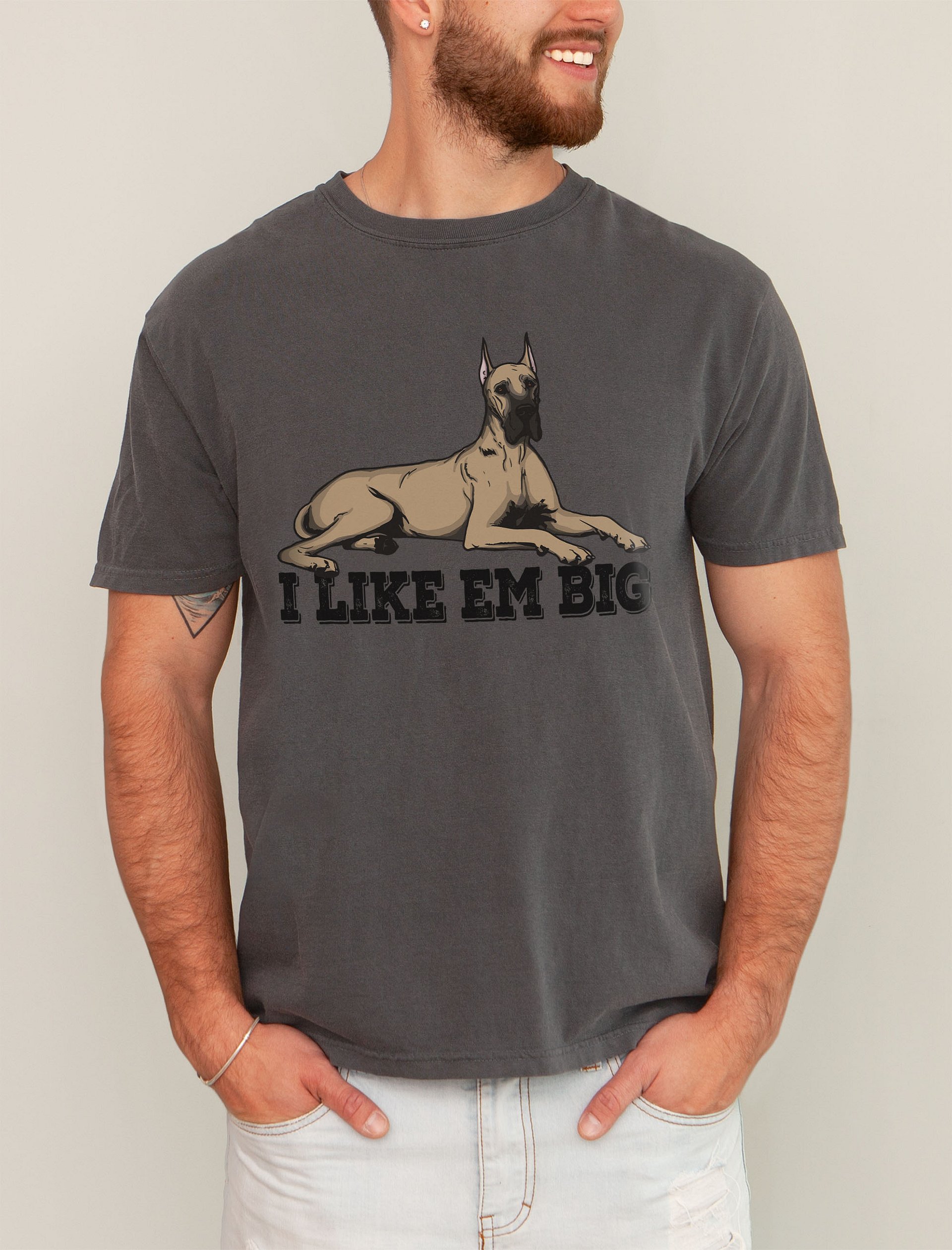 I Like Em Big T-Shirt of a Great Dane (Fawn) | Funny T-Shirt for Great Dane Paw-rents product image (2)