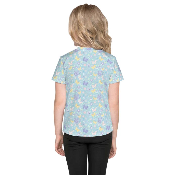 Spring Tiny Print Butterfly Pattern in Turquoise Blue Kids T-Shirt product image (2)