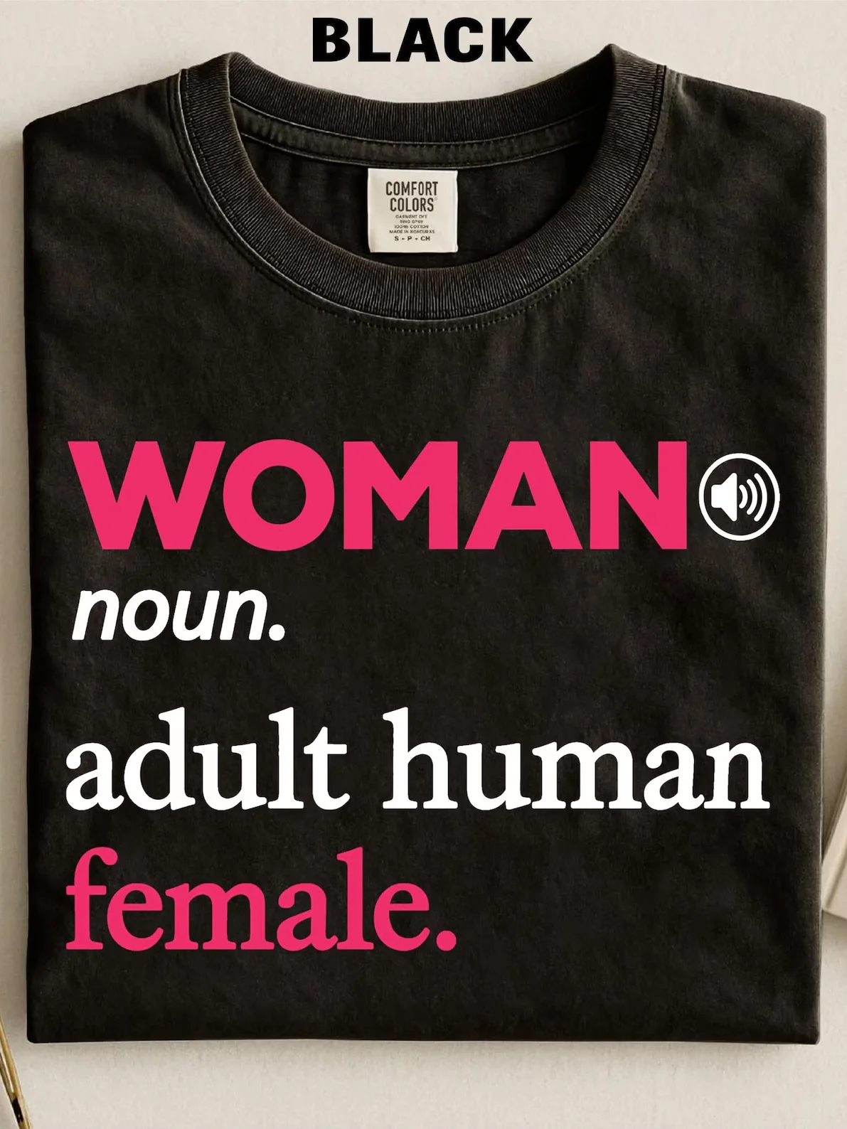 WOMAN noun. adult human female. – Classic Heavyweight T-Shirt product image (1)
