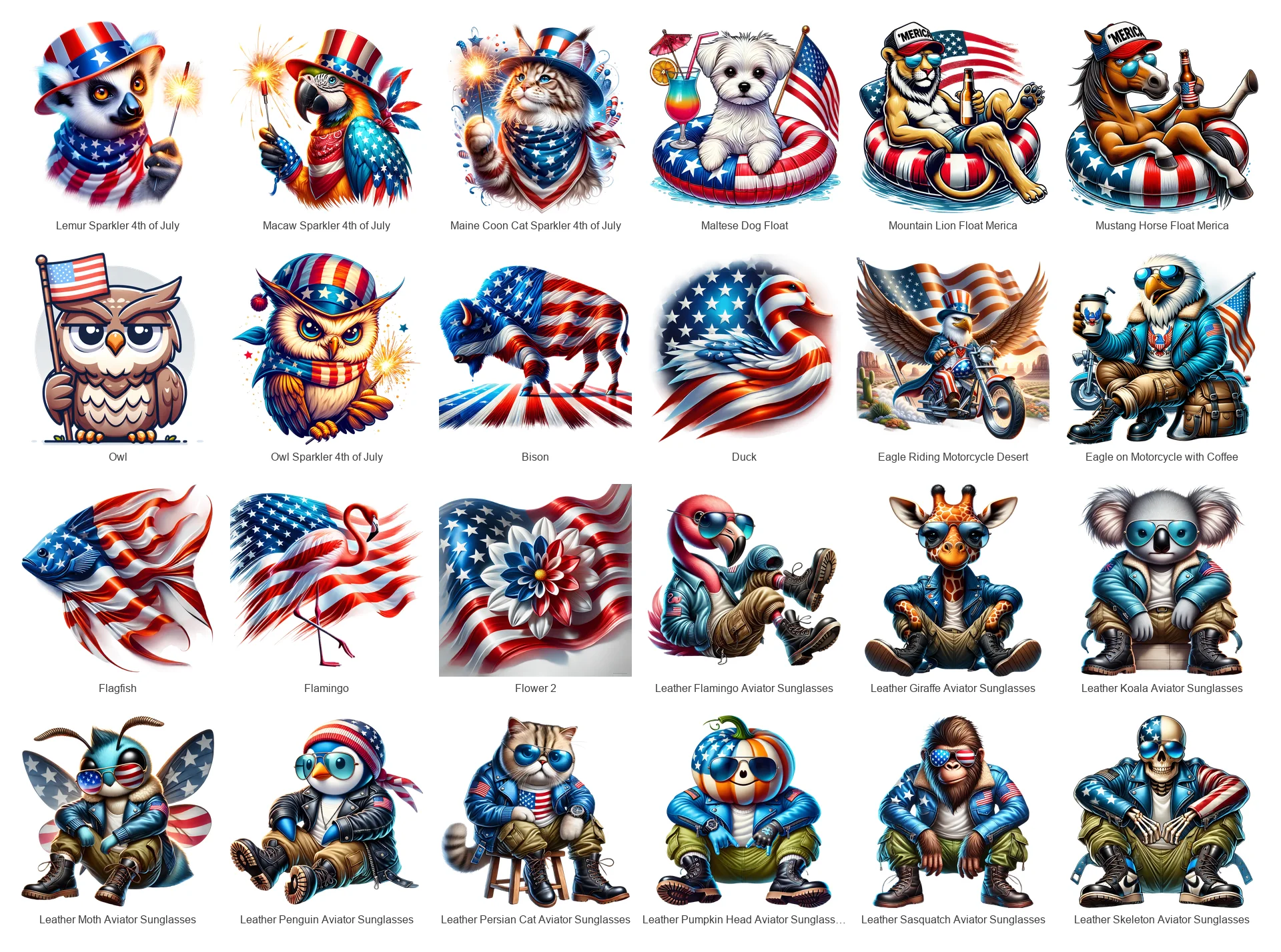 Patriotic 4th of July PNG Bundle Vol 1 | 72 Designs | Commercial Use | Sublimation Clipart product image (3)