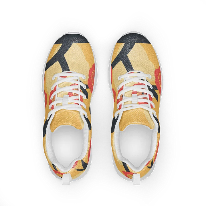 Japanese Floral Women's Athletic Shoes | Yellow Retro Camellia Print Sneaker product image (2)