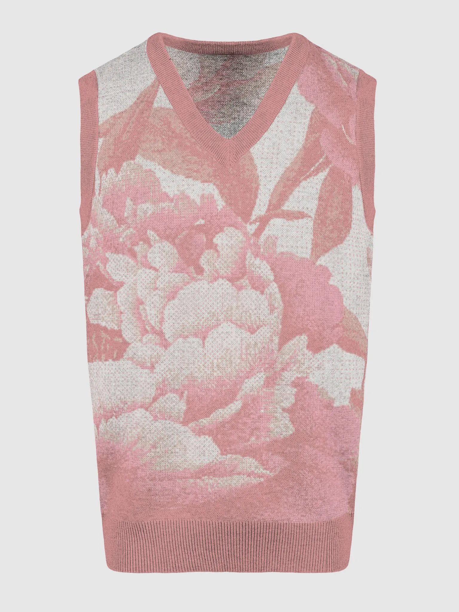 Floral Bliss Coral Knitted V-Neck Vest product image (13)
