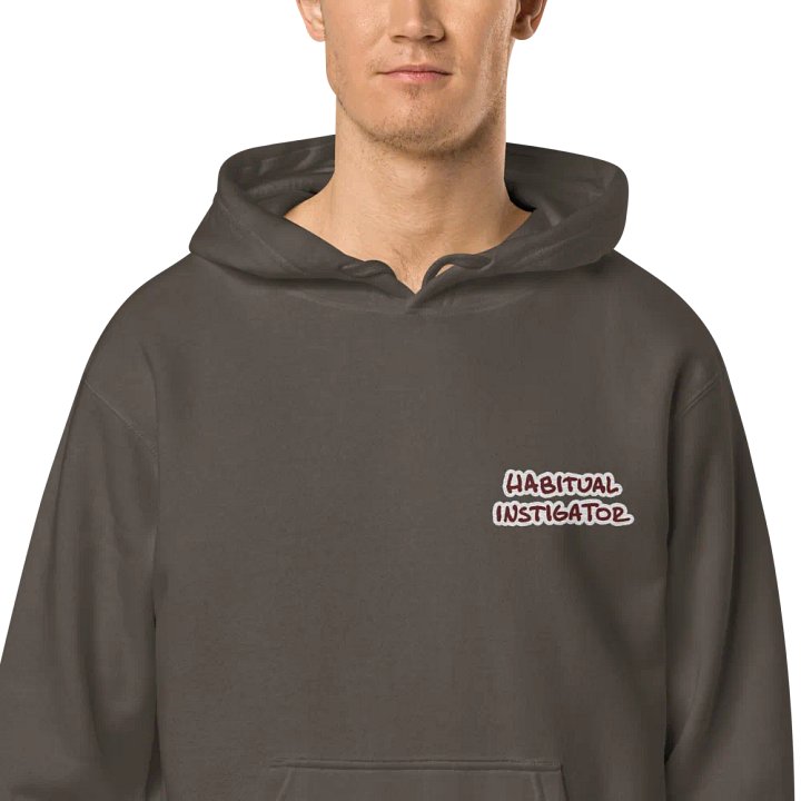 Habitual Instigator (L.C. maroon bubble design) embroidered pigment hoodie product image (1)