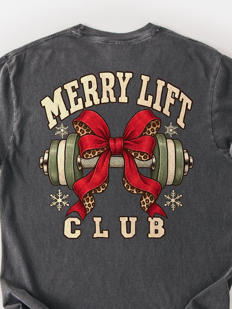 Merry Lift Club Oversized Gym Tee | Christmas Gym Shirt product image (2)