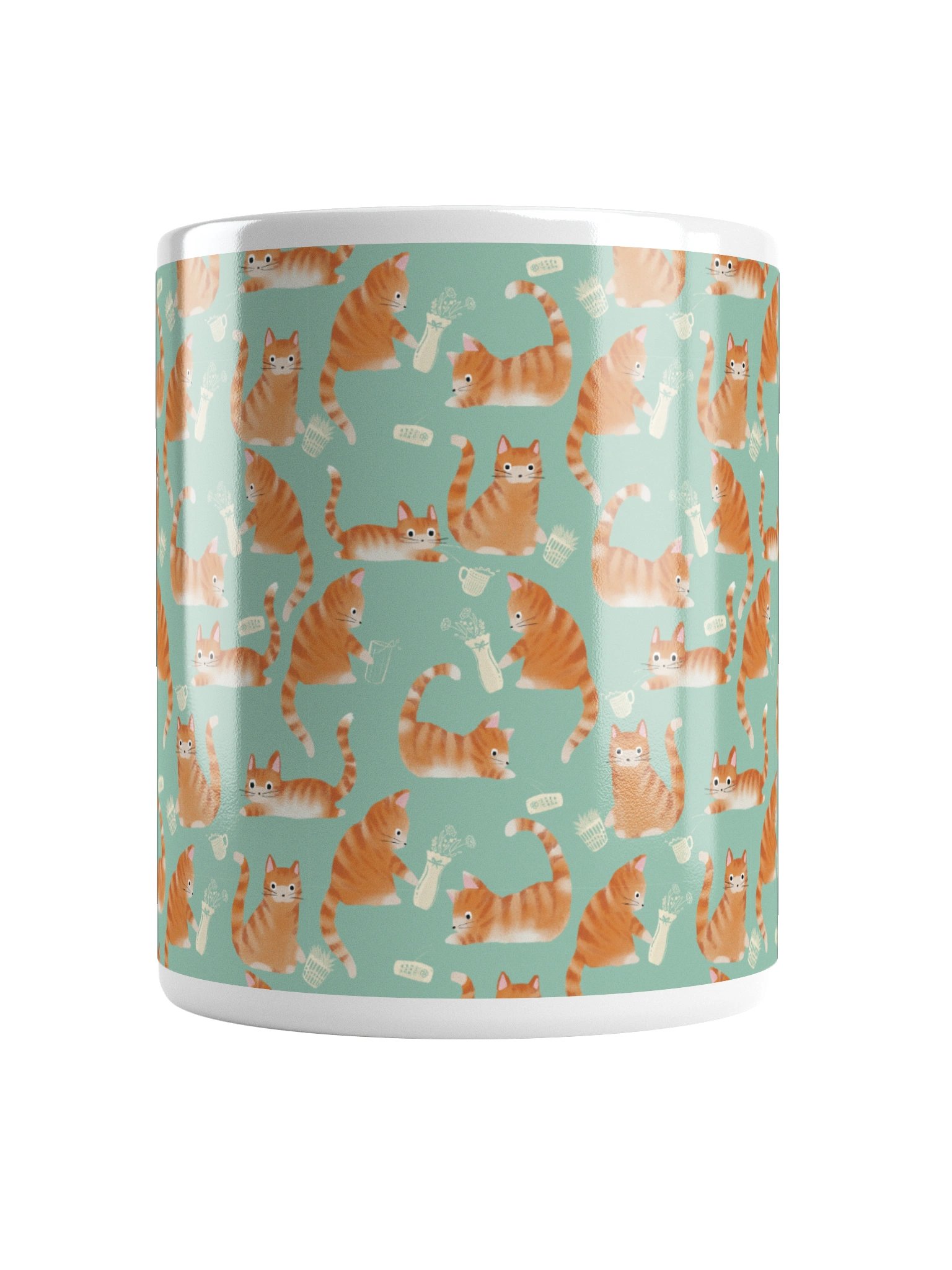 Bad Orange Tabby Cats Knocking Stuff Over Mug, Green product image (5)