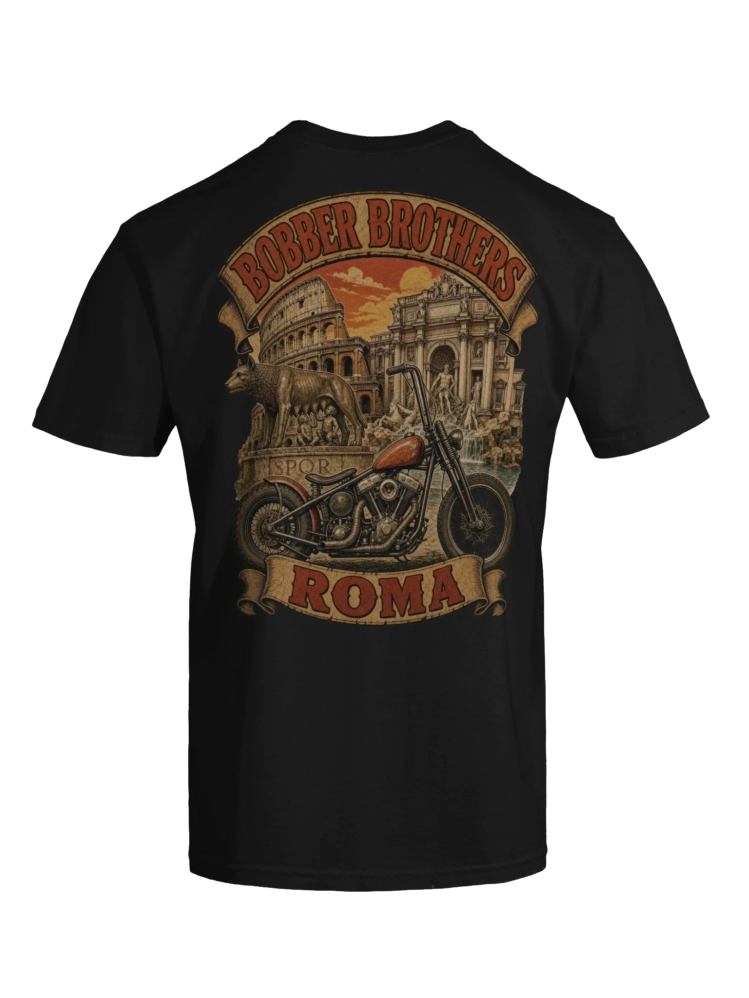 Roma motorcycle t-shirt design by Bobber Brothers