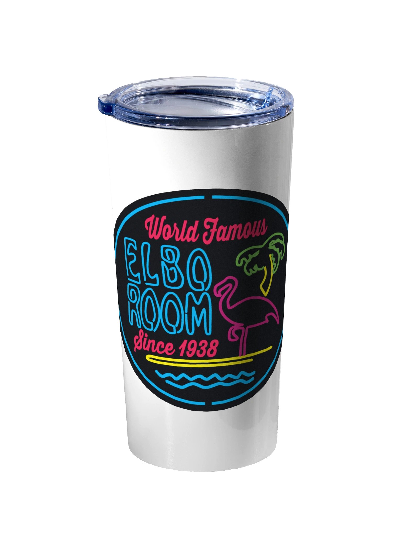 Elbo Room World Famous Neon Flamingo Insulated Tumbler | 20oz White product image (2)