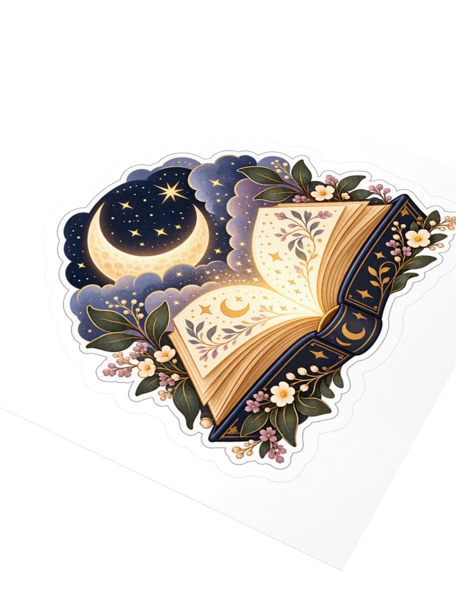 Fantasy Book Sticker | Magical Moon & Stars Reading Vinyl Decal product image (3)