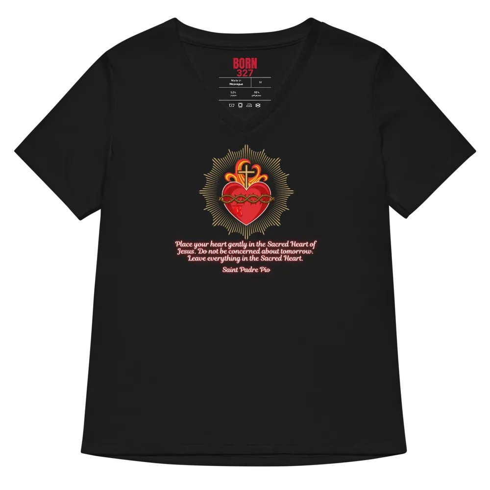 Sacred Heart of Jesus Relaxed V-Neck Tee product image (5)