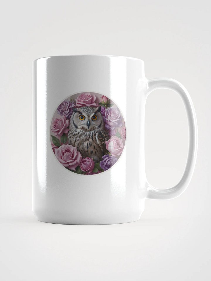 Owl and Roses White Glossy Mug product image (1)