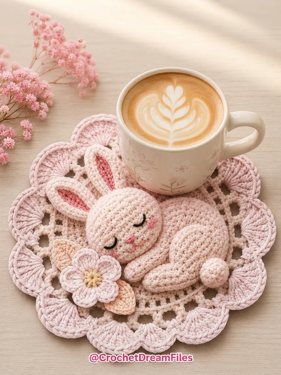 Sleeping Bunny Crochet Coaster Pattern product image (8)