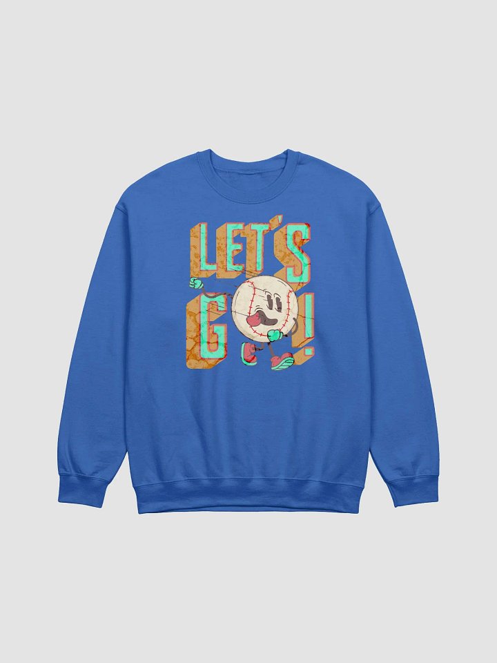 Lets Go Baseball Mascot Cheerful Crewneck Sweatshirt product image (1)