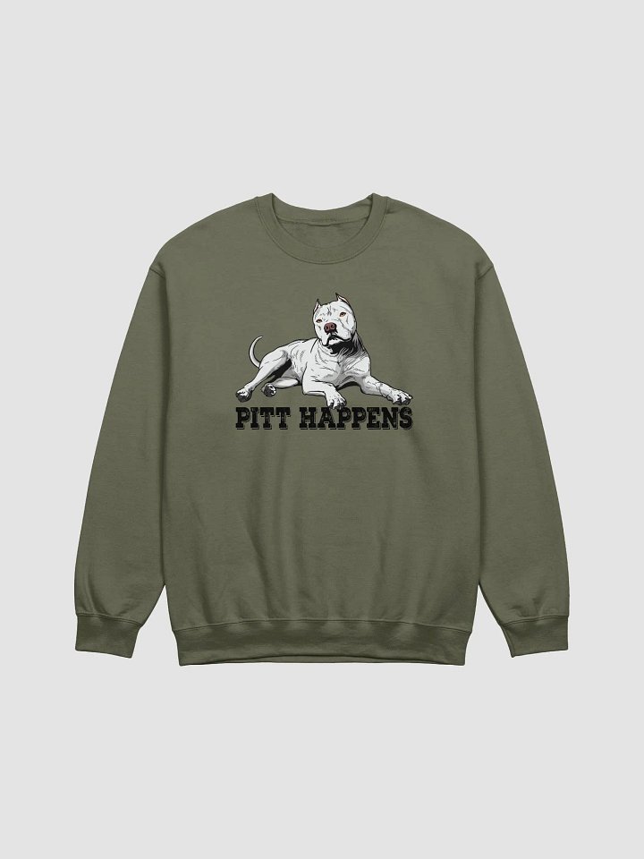 Pitt Happens Sweatshirt of a Pitbull Terrier (Cropped Ears - White) | Funny Shirt for Pitbull, Bully, and Staffordshire Terrier Paw-rents product image (1)