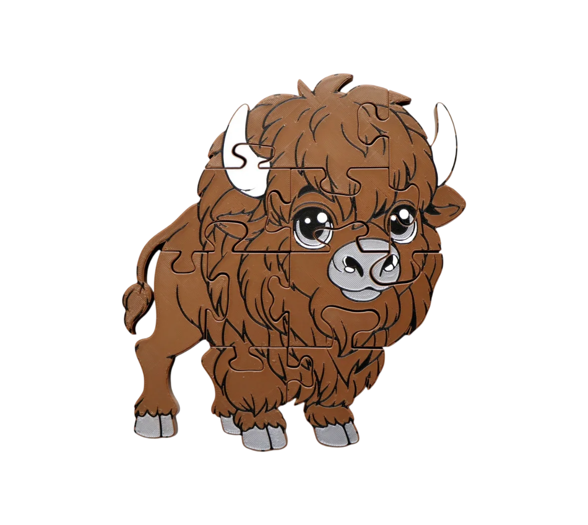 Bison Jigsaw Puzzle, 3D Printed Educational Toy for Kids, Montessori Learning, Screen-Free Play product image (1)