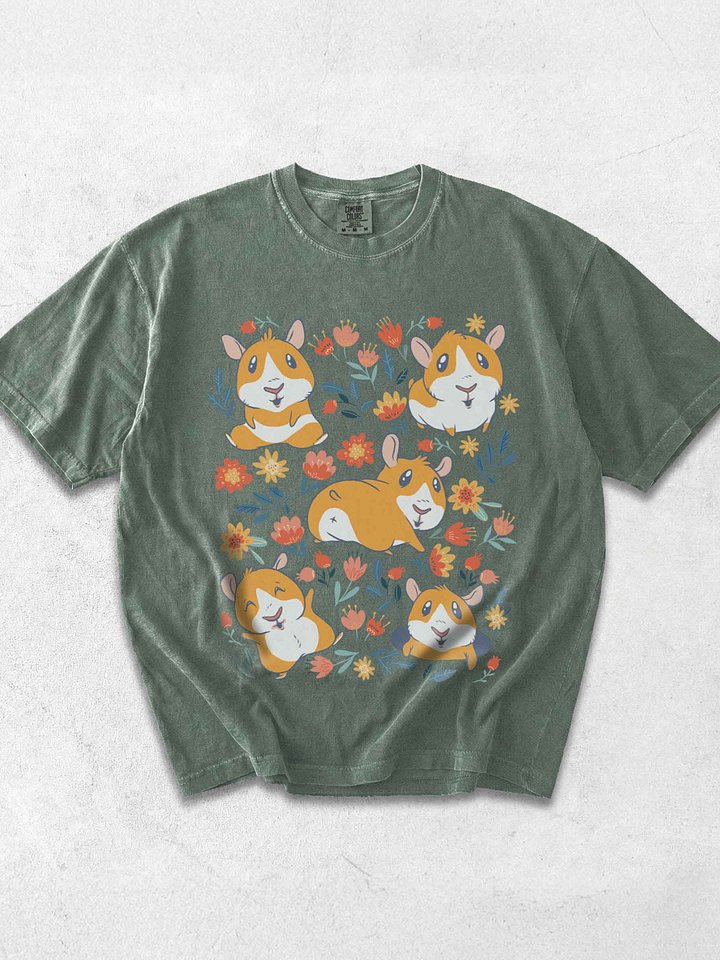 Cottagecore Guinea Pig Floral Shirt – Cute Guinea Pig Graphic Tee, Cozy Animal Aesthetic product image (1)