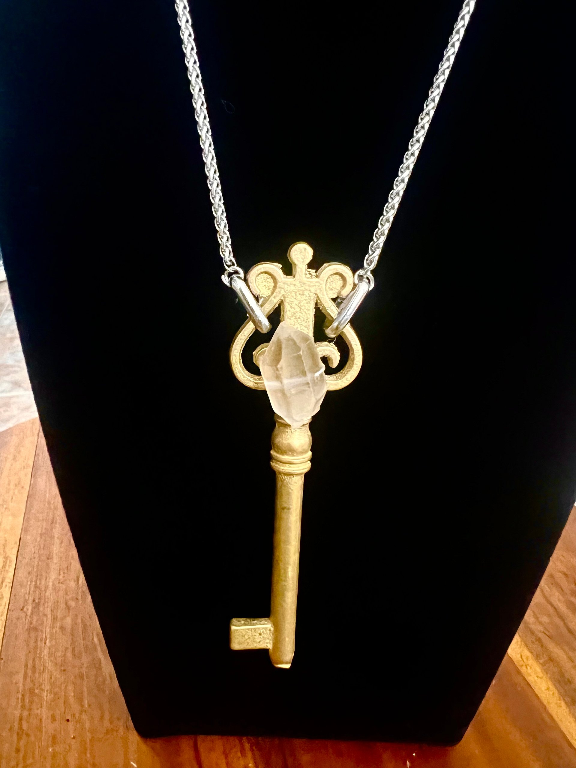 Vintage Italian Brass Skeleton Key Necklace product image (1)