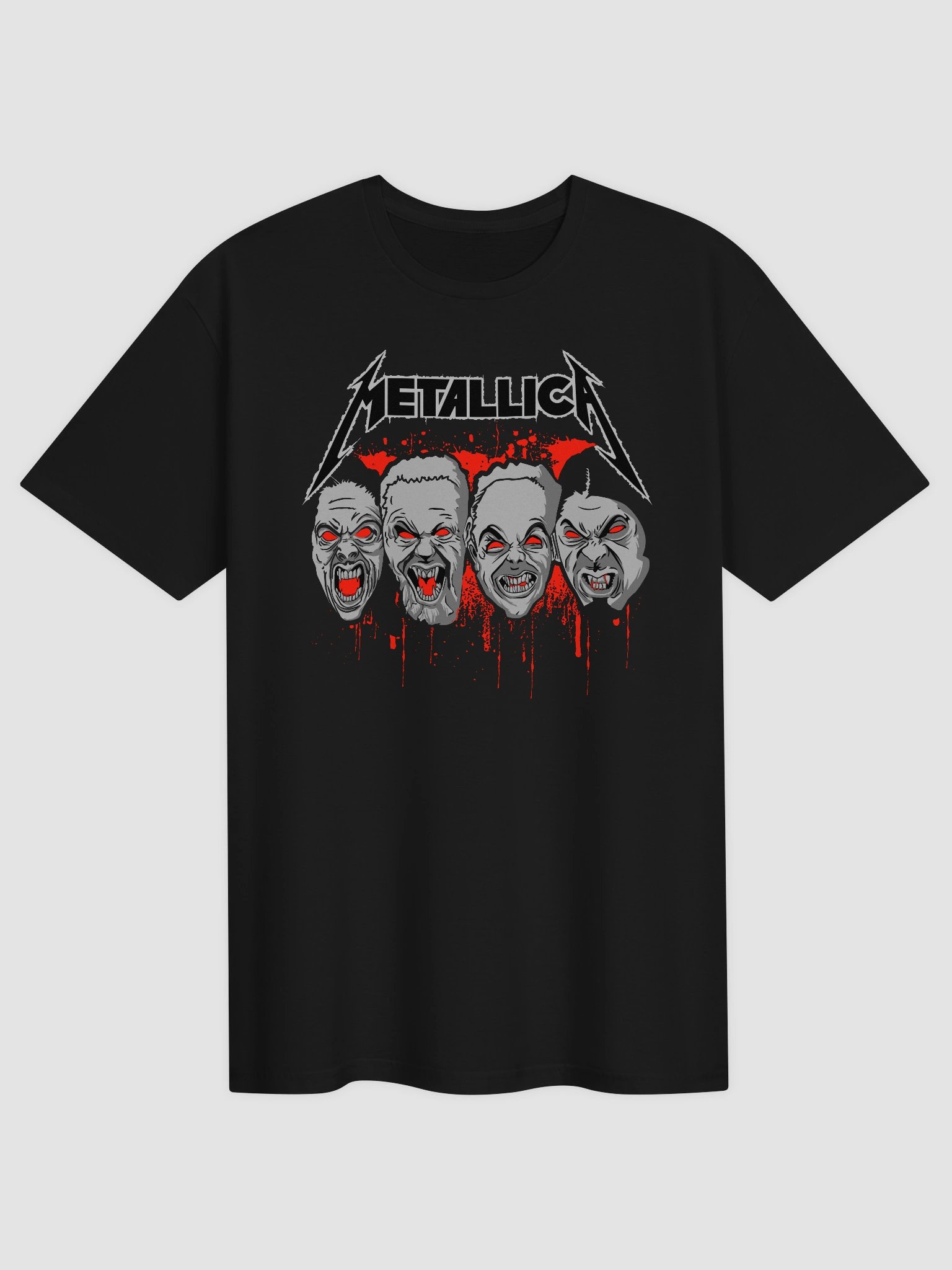 Metallica T-Shirt Four Members Zombie Skull Horror | James Hetfield Lars Ulrich Kirk Hammett Graphic Tee | Thrash Metal Dark Art Collector Shirt product image (2)