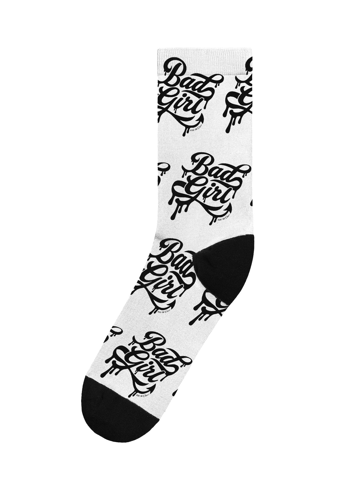Bad Girl White Socks (Black Text) product image (1)