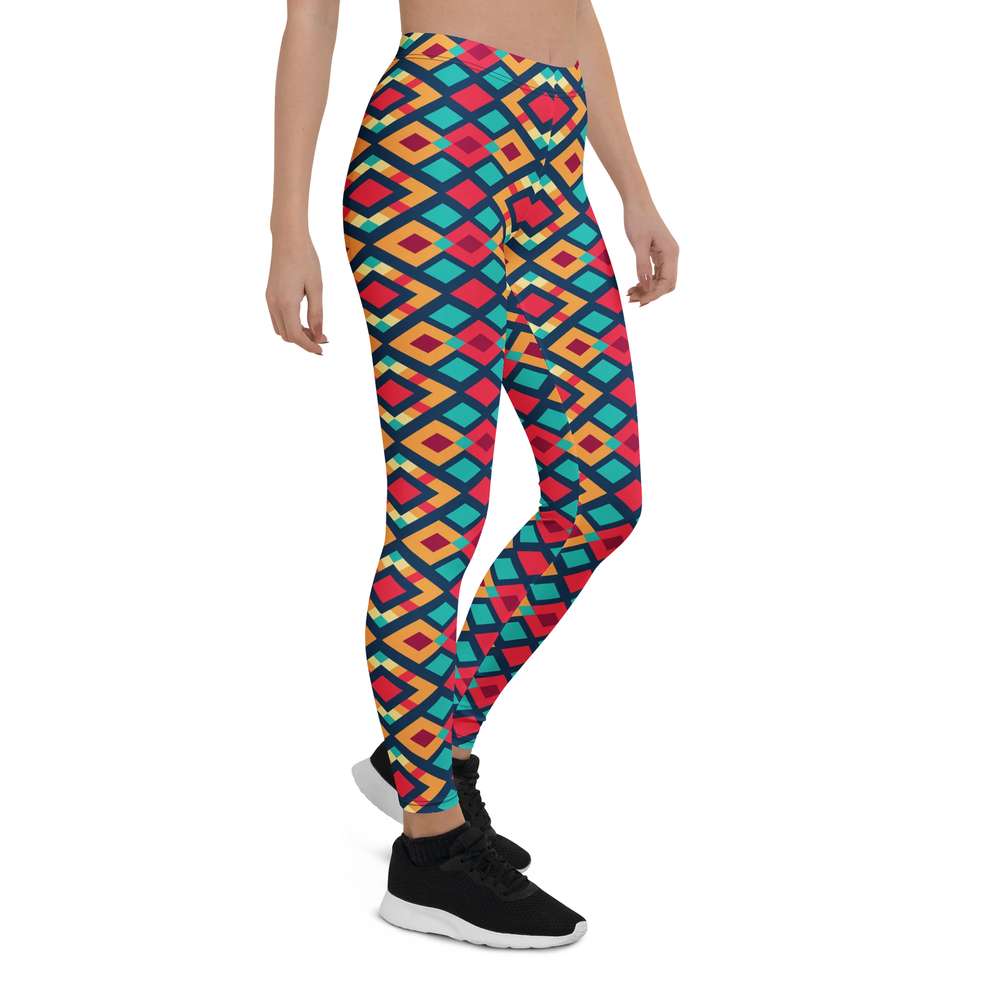 Comfortable Leggings with Colorful Geometric Triangles product image (5)