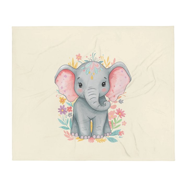 Soft Baby Elephant Floral Blanket product image (2)